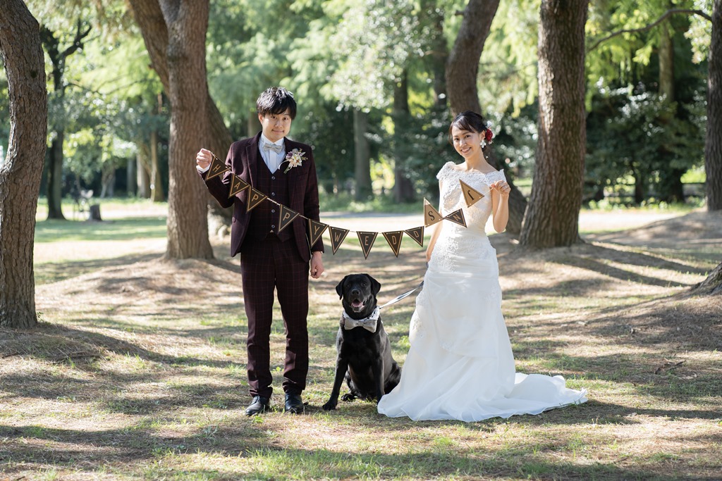 愛犬と撮った結婚写真