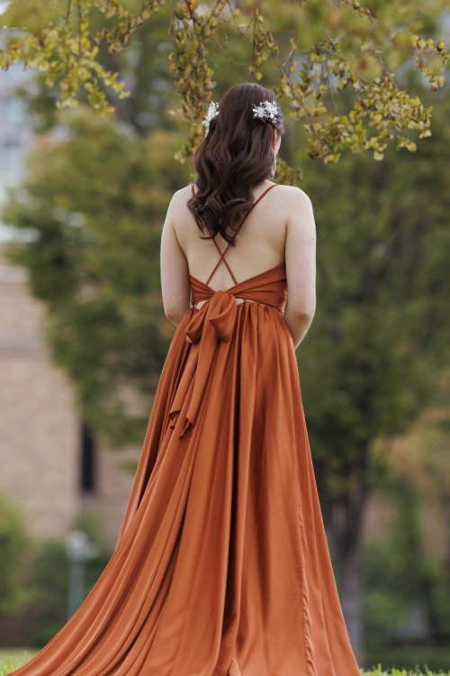 ブラウンのカラードレス