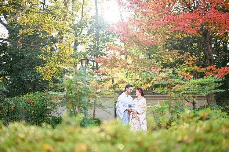 紅葉と自然光に包まれて