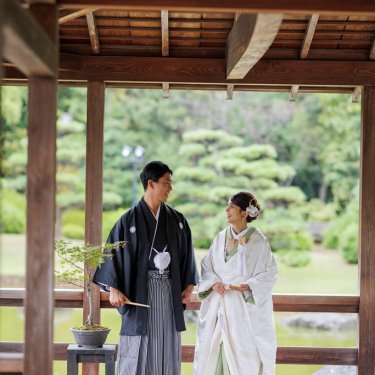 大仙公園の渡り廊下、結婚写真として人気のカット