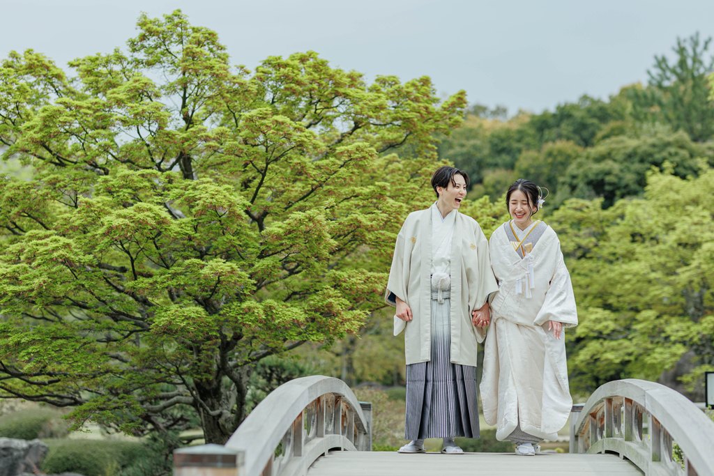 お揃いのお色味の和装で前撮り撮影💞