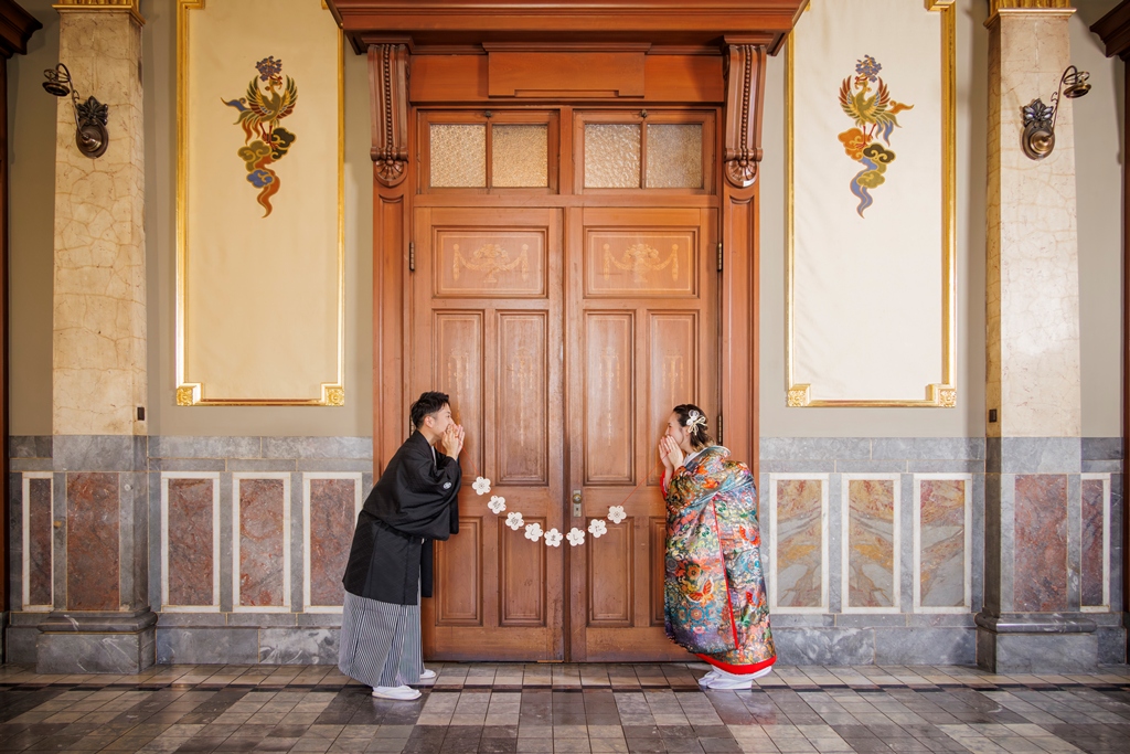 一瞬で恋に落ちる、中央公会堂の和装前撮り