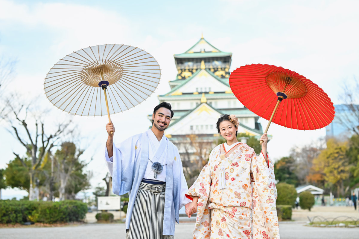 大阪城和装前撮りの写真
