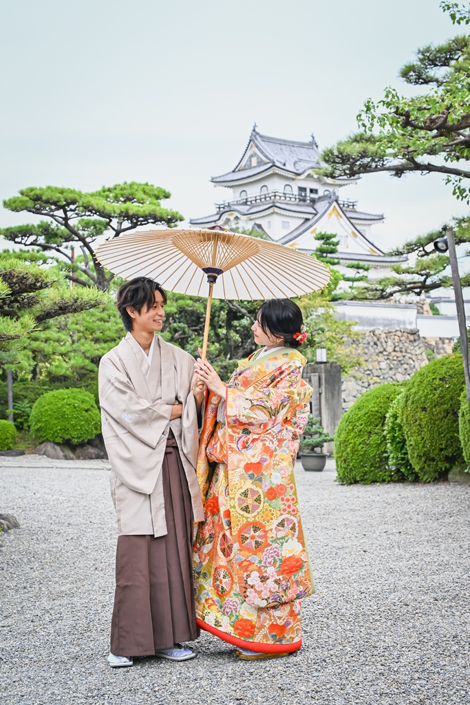 五風荘で和装撮影をする花嫁の様子