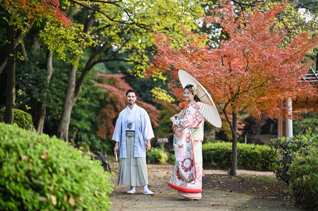 朝のやわらかな光に包まれる庭園