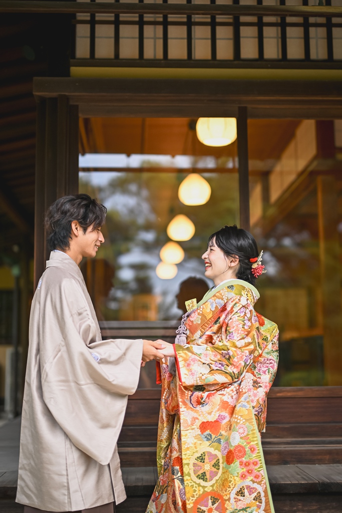 五風荘で和装撮影をする花嫁の様子