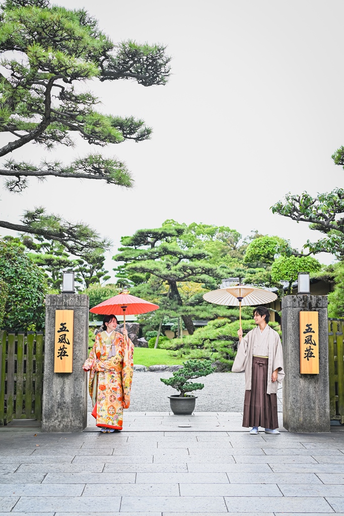 五風荘で和装撮影をする花嫁の様子