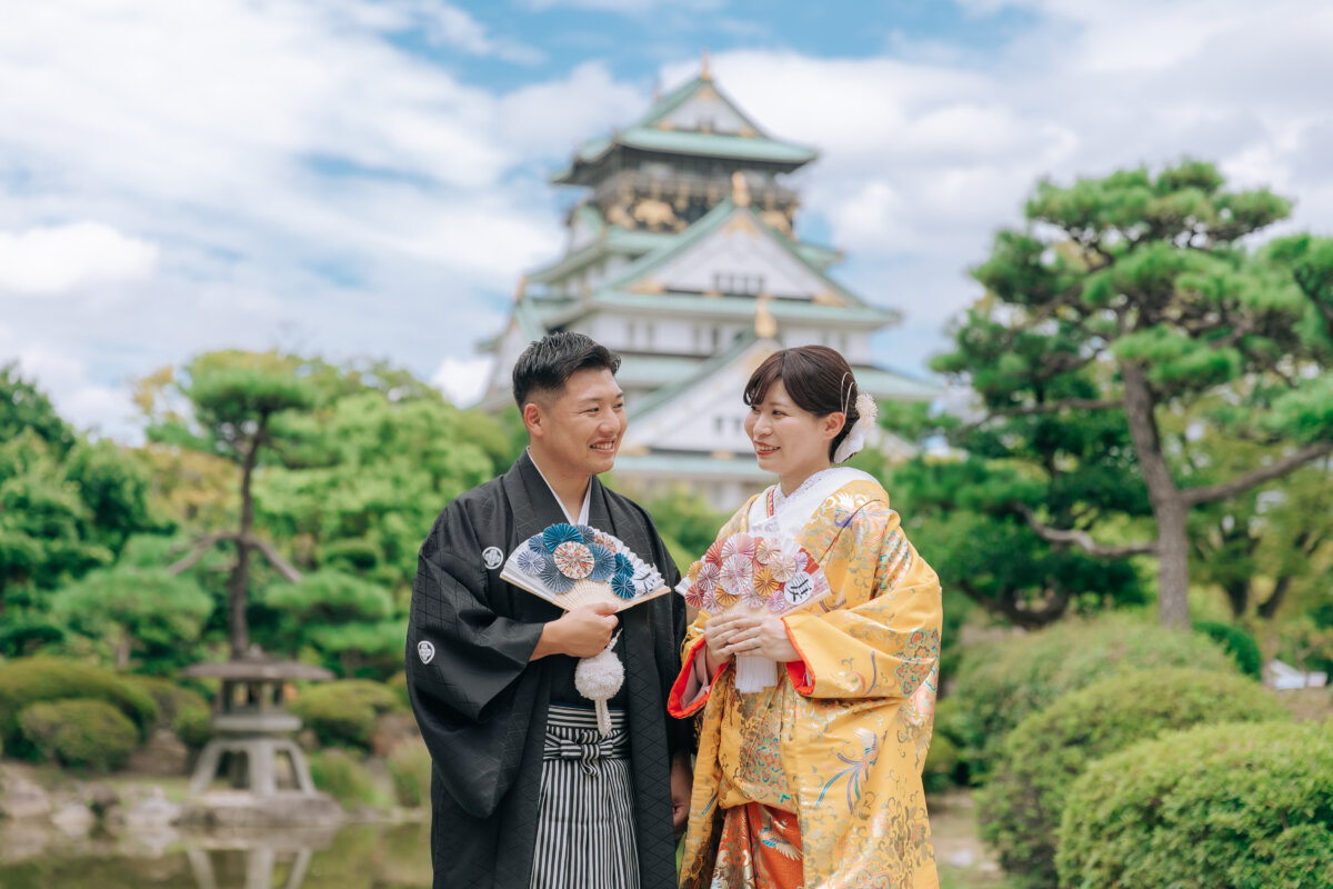 大切なご家族と一緒に♡大阪城公園で叶える和装前撮り